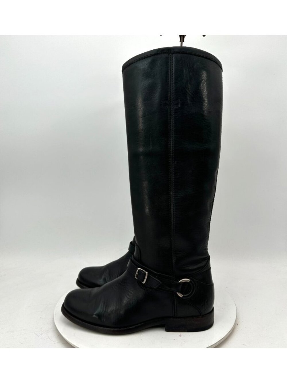 Frye Phillip Ring Women Size 6.5 B Black Riding Leather Tall Knee High Boot